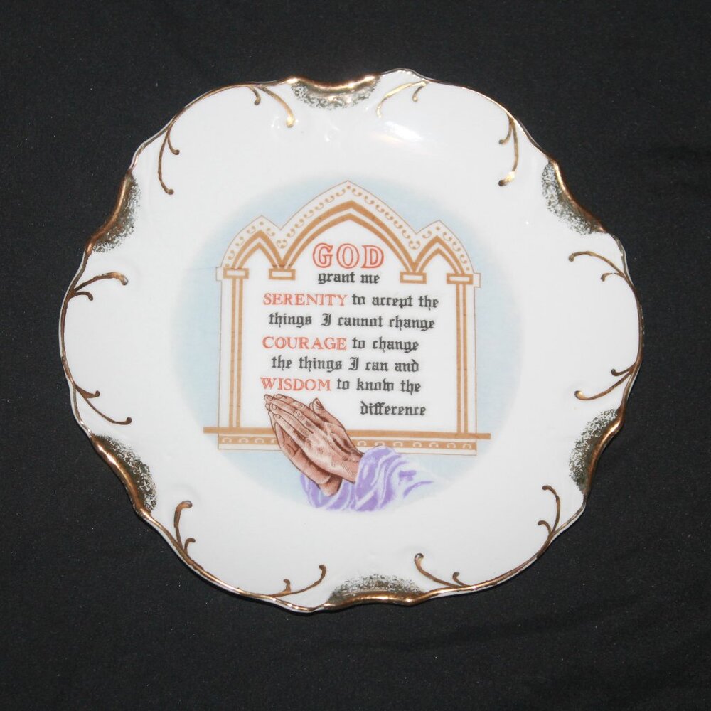Vintage Mid-State Products Co. Decorative Serenity Plate Porcelain 18k Gold Trim